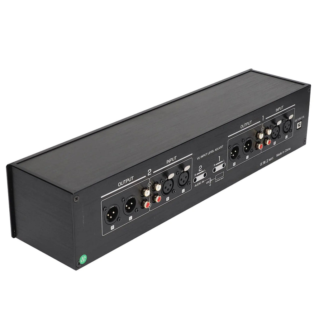 4 Way VU Meter 3 Gain DC 12V 1A Power Off Data Storage Analog Sound Level Meter for Audio Equipment US Plug