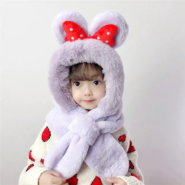 Thick Warm Children's Scarves and Hats with Cute Designs